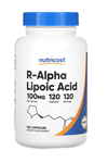 Nutricost R-Alpha Lipoic Acid 100mg, 120 Capsules -Non-GMO, Gluten Free. TR YETKİLİ SATICISI.3539