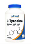 Nutricost L-Tyrosine 500mg, 180 Capsules - Non-GMO & Gluten Free.Usa.3533