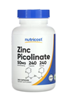 Nutricost Zinc Picolinate 50mg (240 Vegetarian Capsules) - Gluten Free & Non-GMO.TR YETKİLİ SATICISI.3538