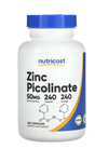 Nutricost Zinc Picolinate 50mg (240 Vegetarian Capsules) - Gluten Free & Non-GMO.TR YETKİLİ SATICISI.3739