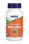 NOW Foods Certified Organic Spirulina 500mg 100 Tablet. USA.3527