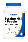 Nutricost Betaine HCl + Pepsin 790mg, 240 Capsules - Gluten Free & Non-GMO.3532