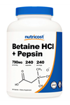 Nutricost Betaine HCl + Pepsin 790mg, 240 Capsules - Gluten Free & Non-GMO.3832