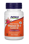 Now Foods  High Potency Vitamin D-3  125 mcg (5,000 IU)  240 Softgels. USA.3533