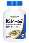 Nutricost KSM-66 Aswaganda Root Extract 600mg, 60 Veggie Caps - High Potency 5% Withanolides - with BioPerine 3837